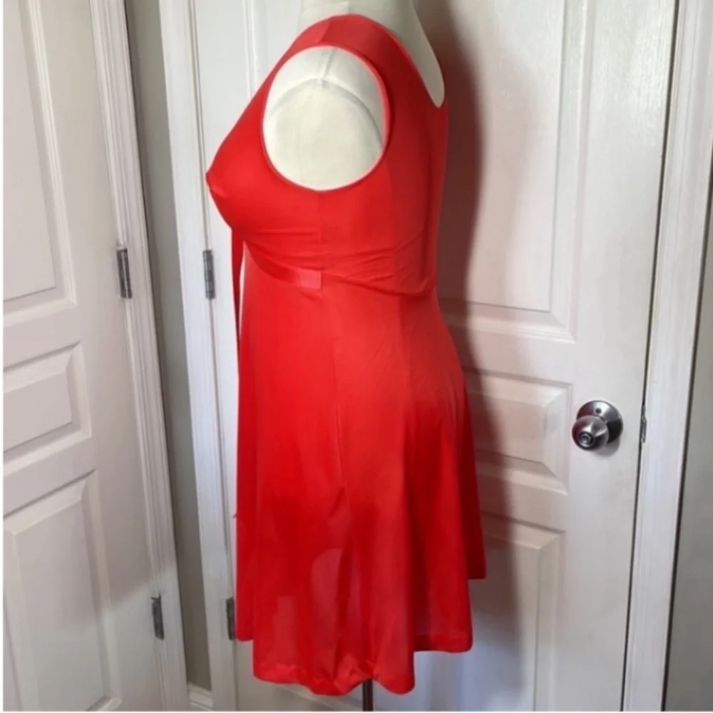 Gaymode 60s Mini Slip Dress Gown Orange Red Antron3 Christmas Party Ball Vintage - Picture 11 of 16